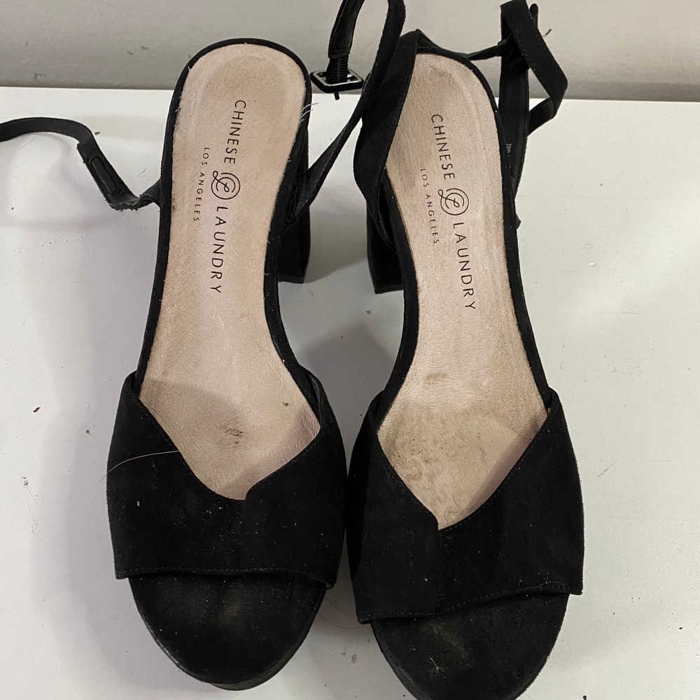 Chinese‎ Laundry Platform Sandals Womens 8.5 Black Block Heel